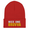 Nice-One-Bruvva-Cuffed-Beanie-Red