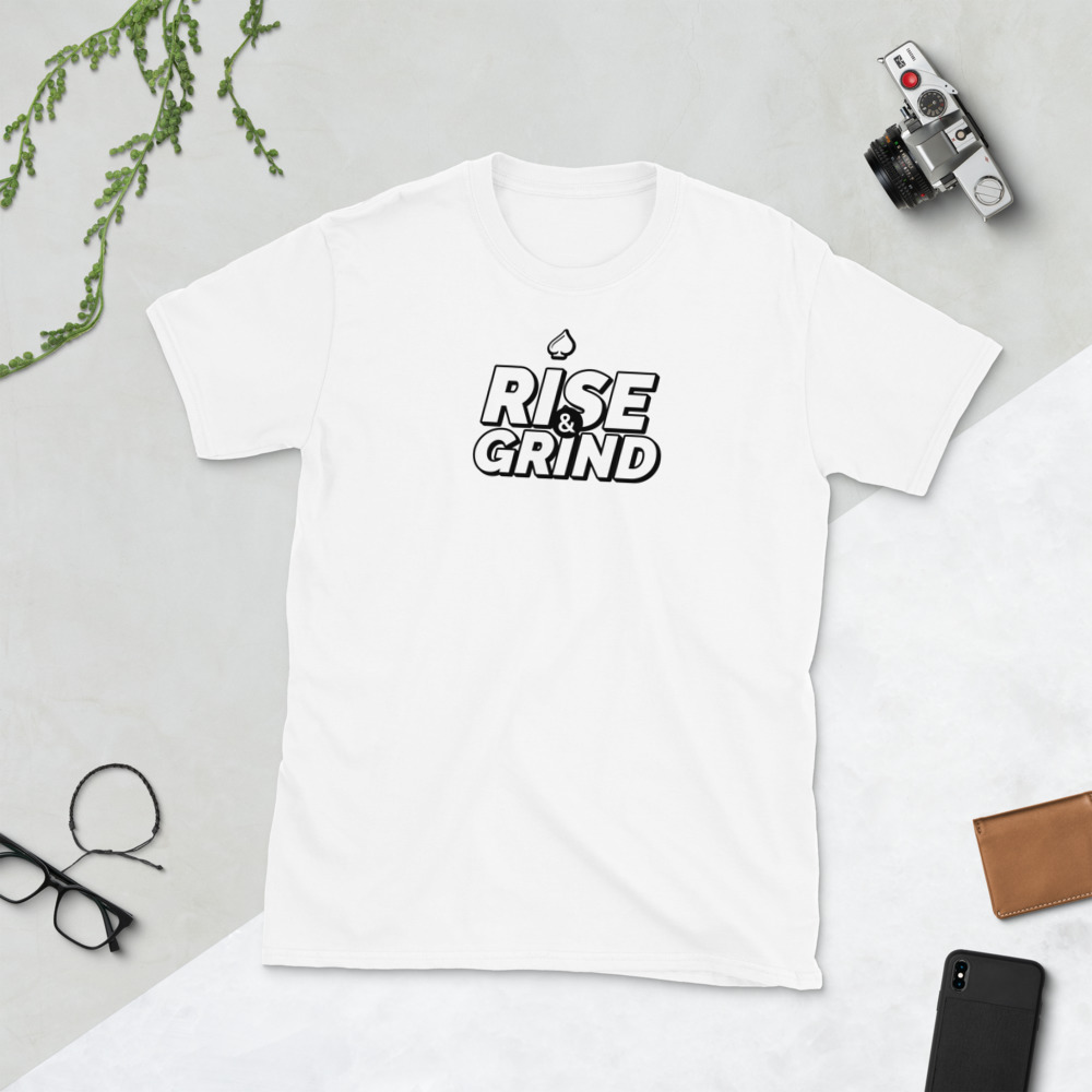 Rise and Grind Poker T-Shirt-White