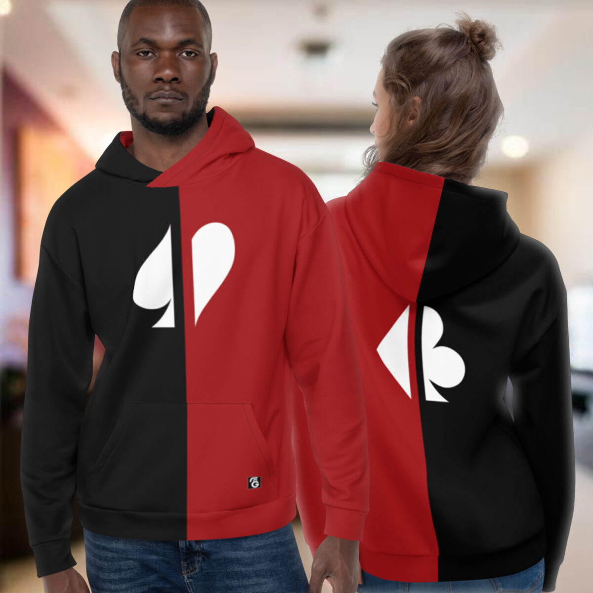 Split Suits Poker Hoodie Models
