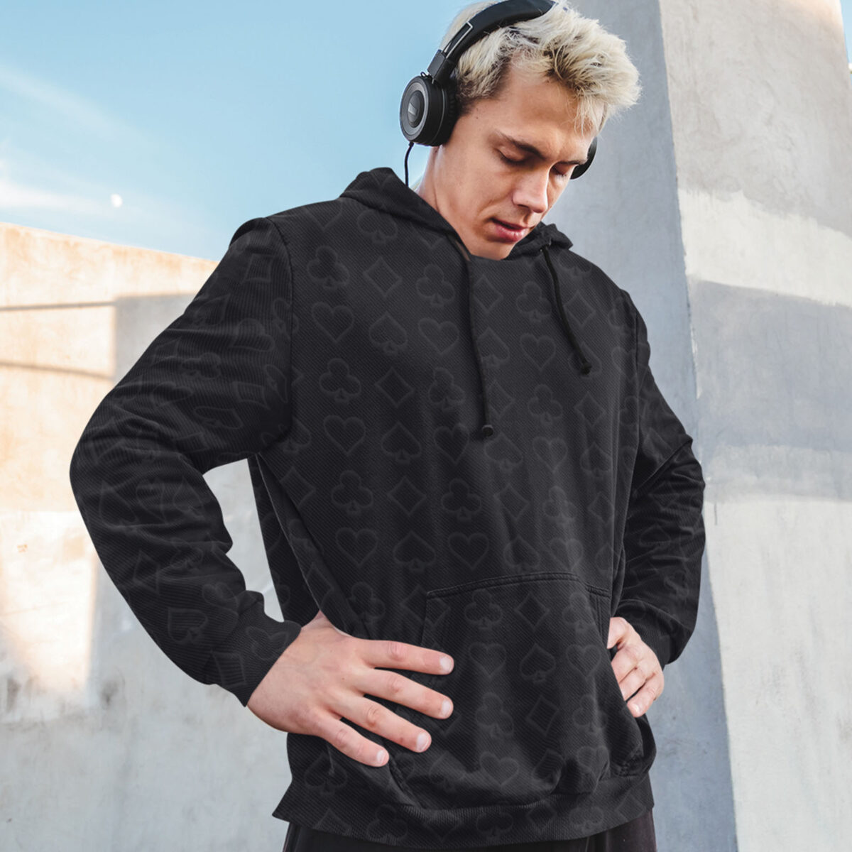 Suited and Booted Poker Hoodie Black-Grey