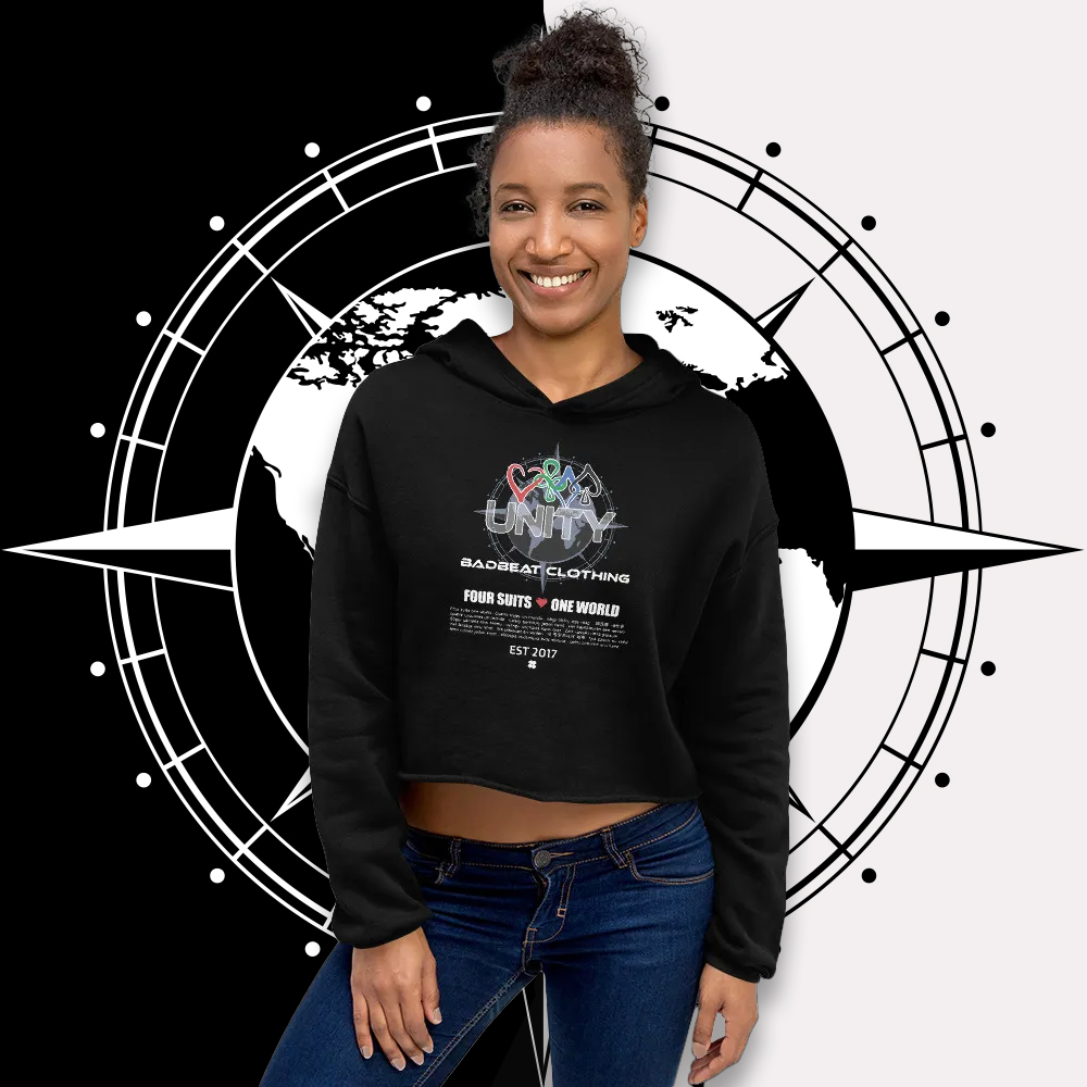 Four Suits One World In Unity Crop Poker Hoodie