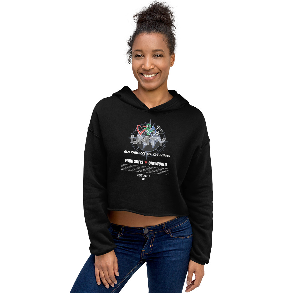 Four Suits One World In Unity Poker Cropped Hoodie